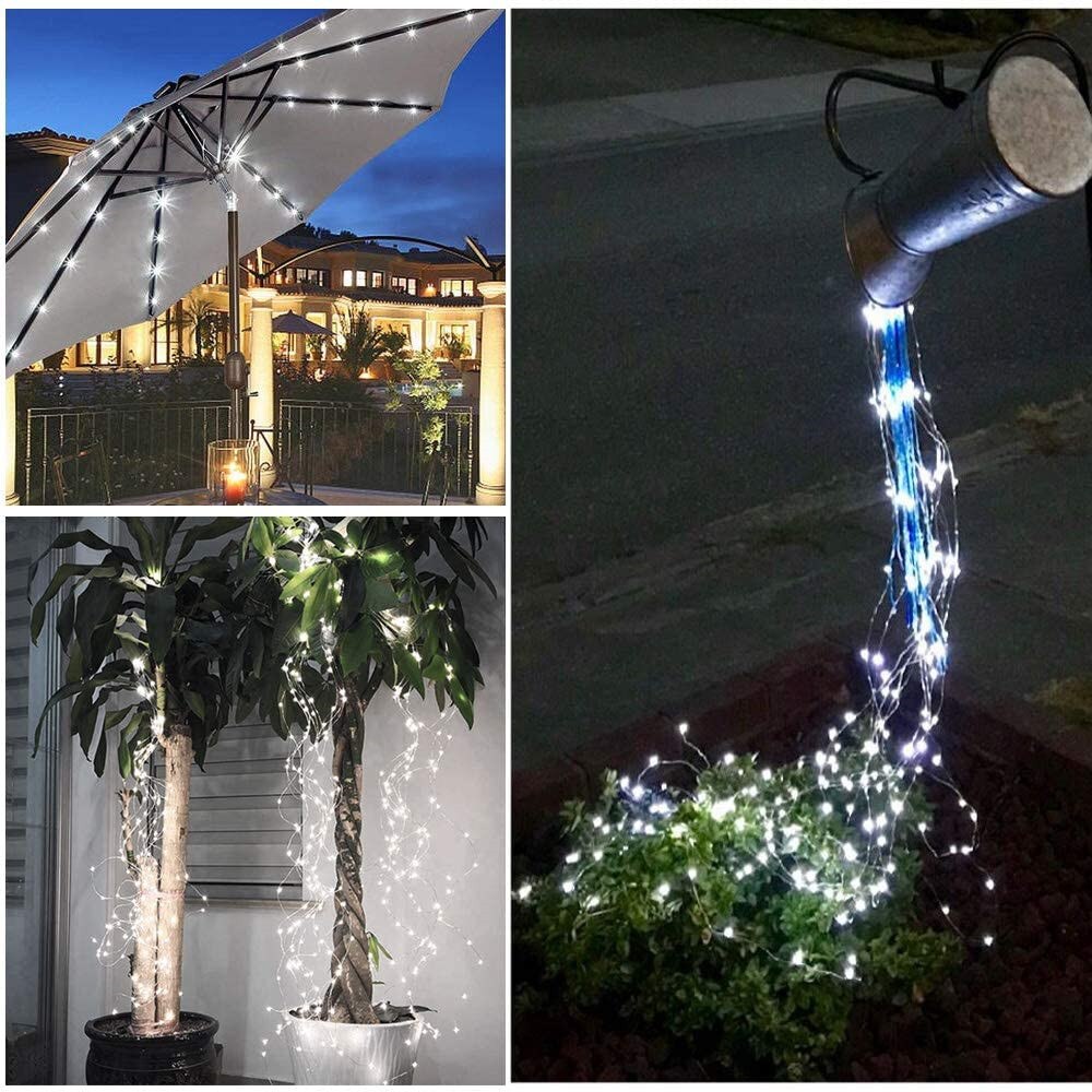 태양광 LED 나무 덩굴 폭포 화환 스트링 라이트 장식, 야외 거리 거실 정원